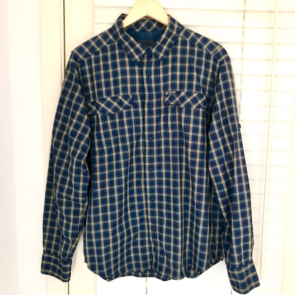 Columbia Men's Omni Shade Button Down Vented Shirt / Windbreaker M Blue / Yellow - Picture 4 of 16